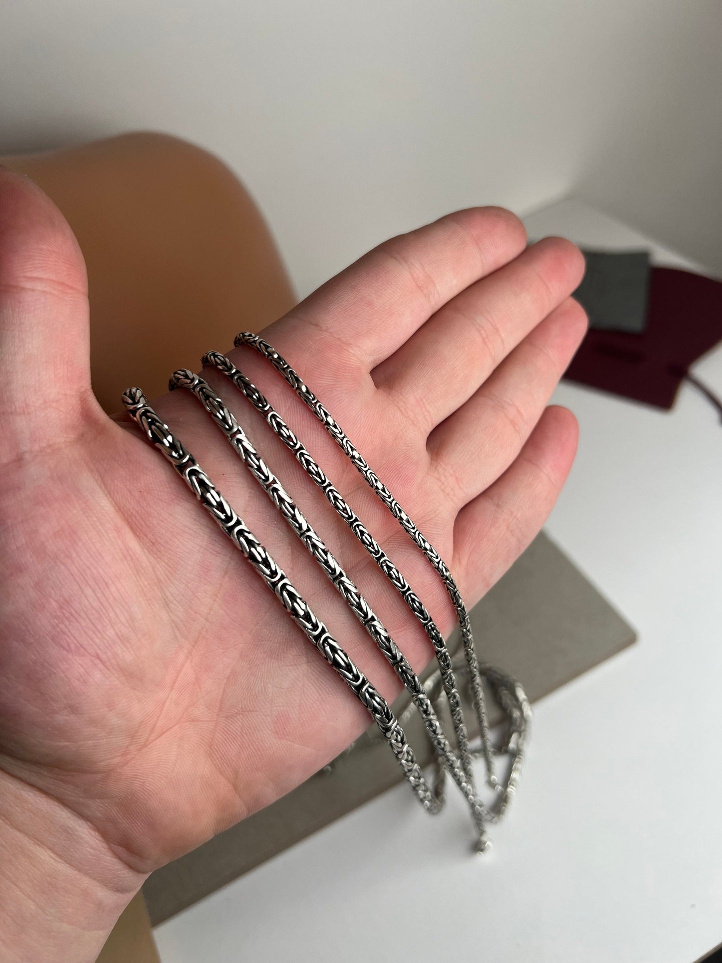 Round Byzantine Chain Necklace, Handmade Necklaces, Silver Bali Chain, Sterling Silver Man Viking Necklace, Mens Chain