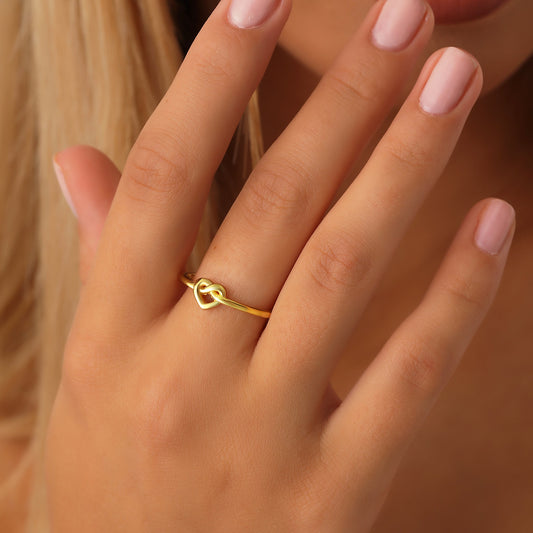 14K Dainty Love Knot Ring, Mother Daughter Ring, Knot Ring, Friendship Ring, 14k Gold Knot jewelry for women, Dainty Gold Filled Thin Ring