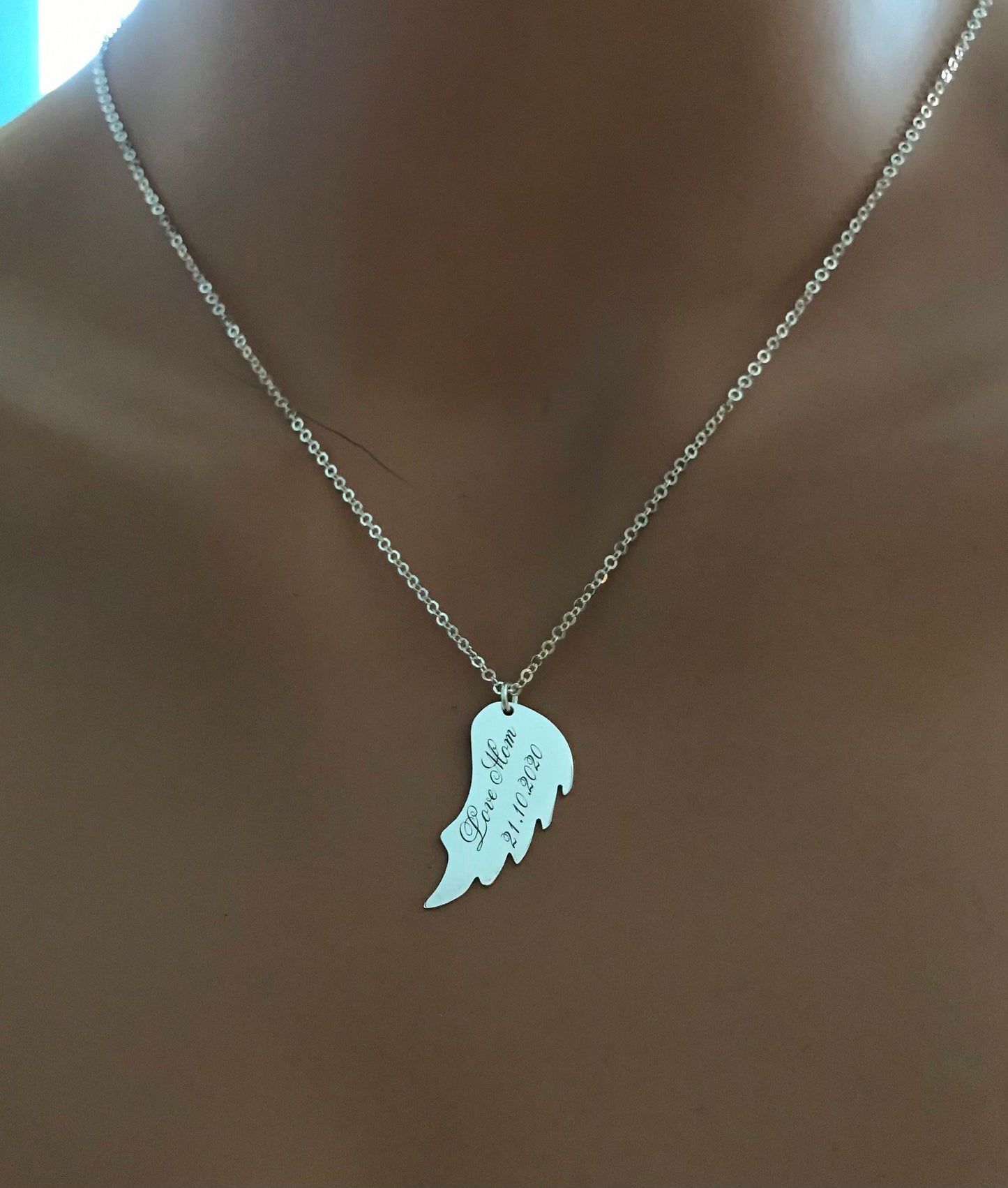 Angel Wing Necklace • Memorial Gift • Bridesmaid Gift • Bridal Jewelry • Weeding Gift • Personalized Jewelry • Personalized Gift • Gold•Rose
