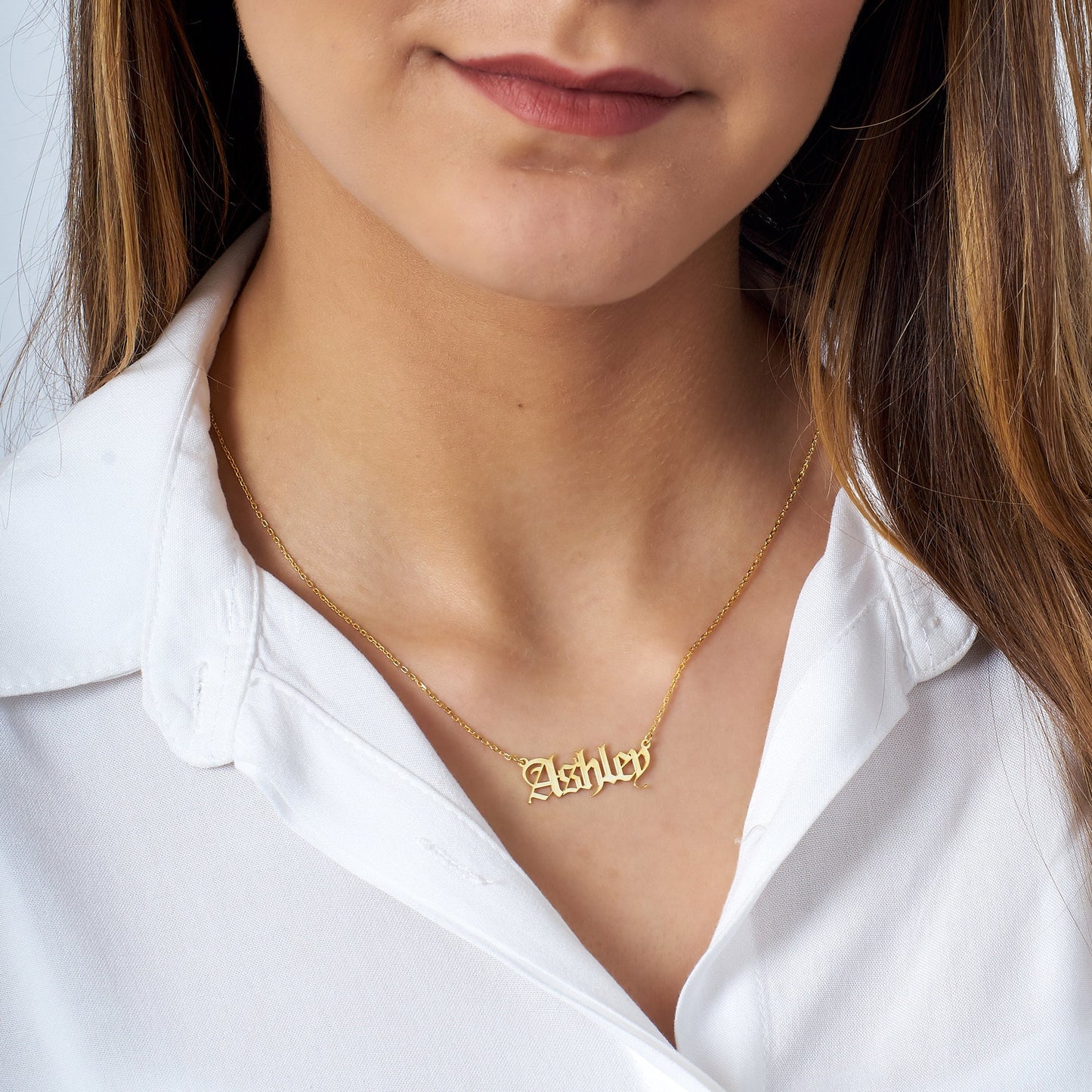 Personalized Old English Name Necklace, Customized Gothic Style Nameplate Necklace. Gothic Font Old English Pendant, Personalized Jewelry