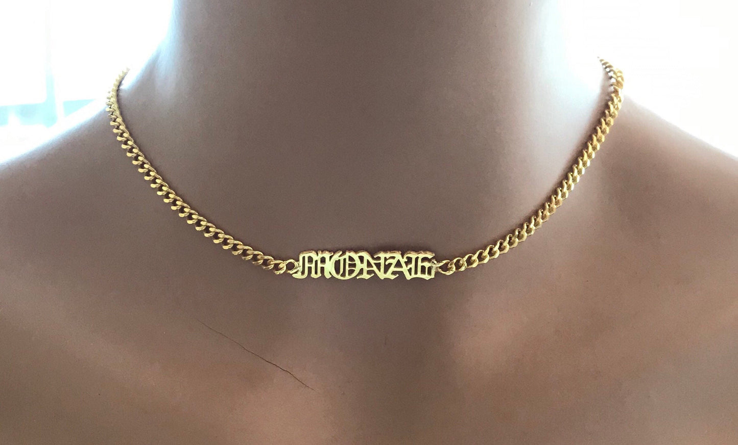 Custom Name Necklace with Bold Curb Chain • Custom Name Necklace • Personalized Name Necklace • Modern Name Necklace • Gothic Name Necklace