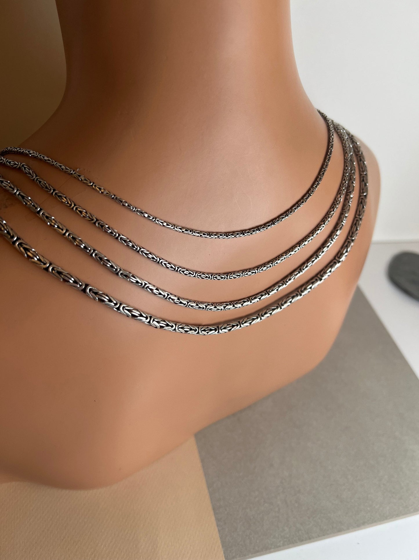 Round Byzantine Chain Necklace, Handmade Necklaces, Silver Bali Chain, Sterling Silver Man Viking Necklace, Mens Chain