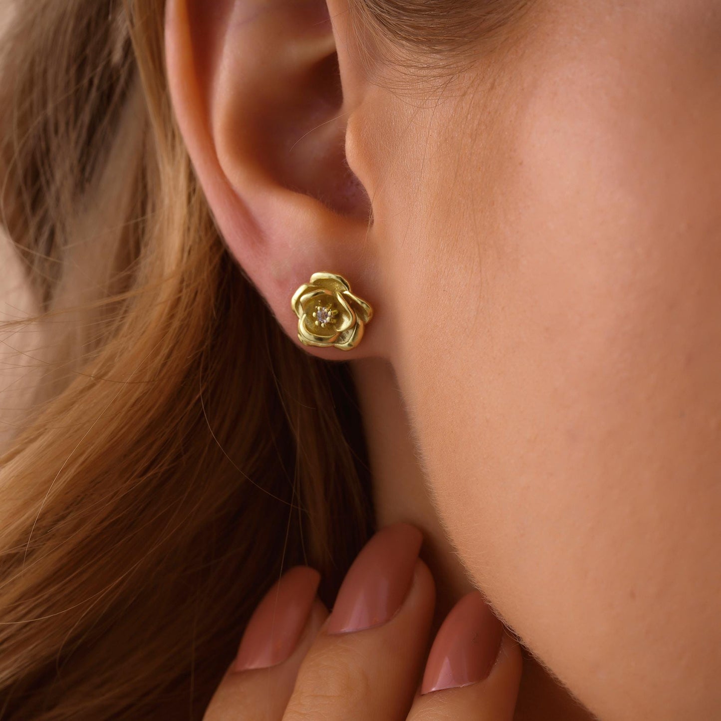 14K Gold Personalized Birth Flower Earring ,Gold Birth Month Flower Earring ,Floral Jewelry, Birth Flower Gift, Birthday Gift,Christmas Gift