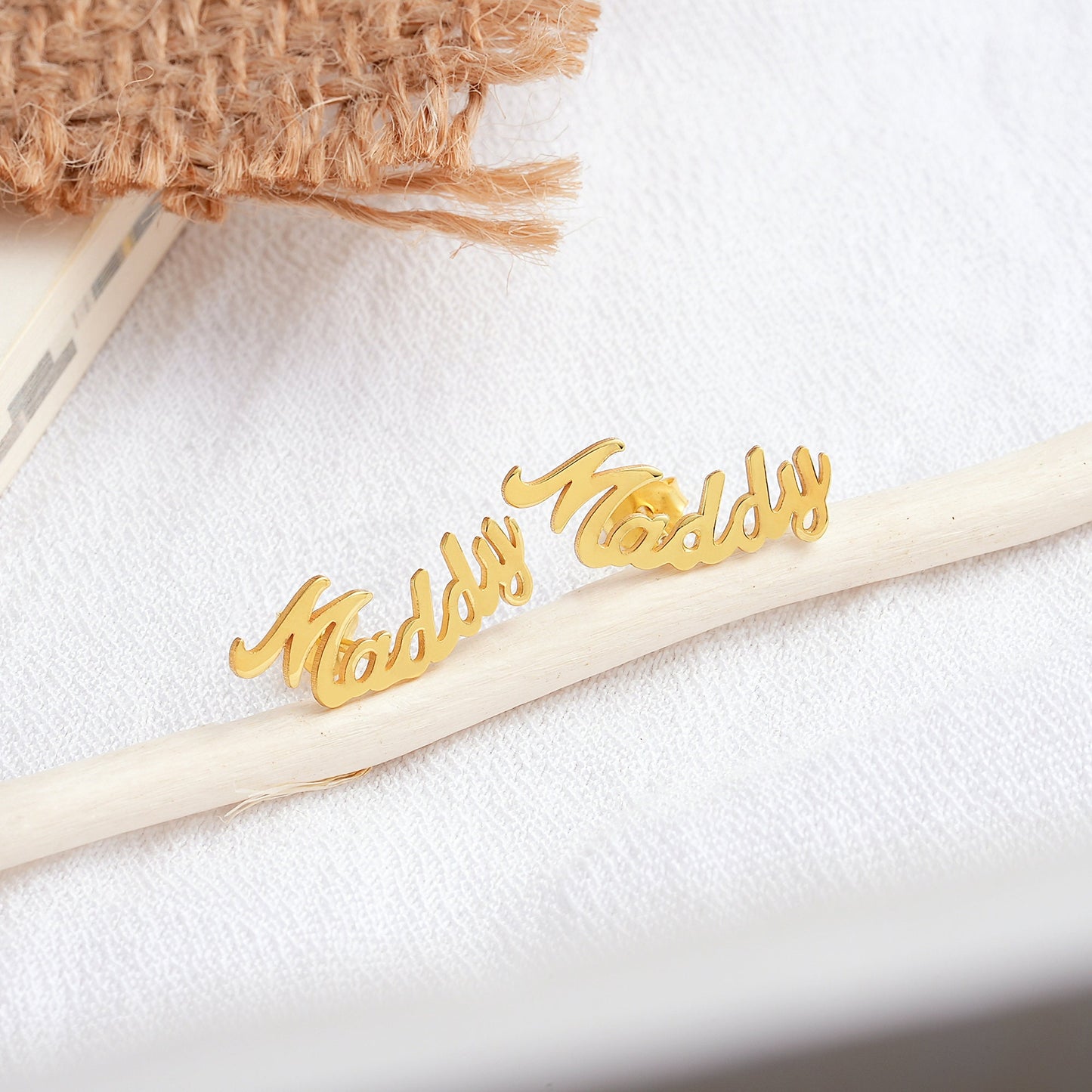 14K Gold Name Earrings • Minimalist Earrings • Personalized Earrings • Personalized Jewelry • Stud Earring • Gift for Her • BridesMaid Gift