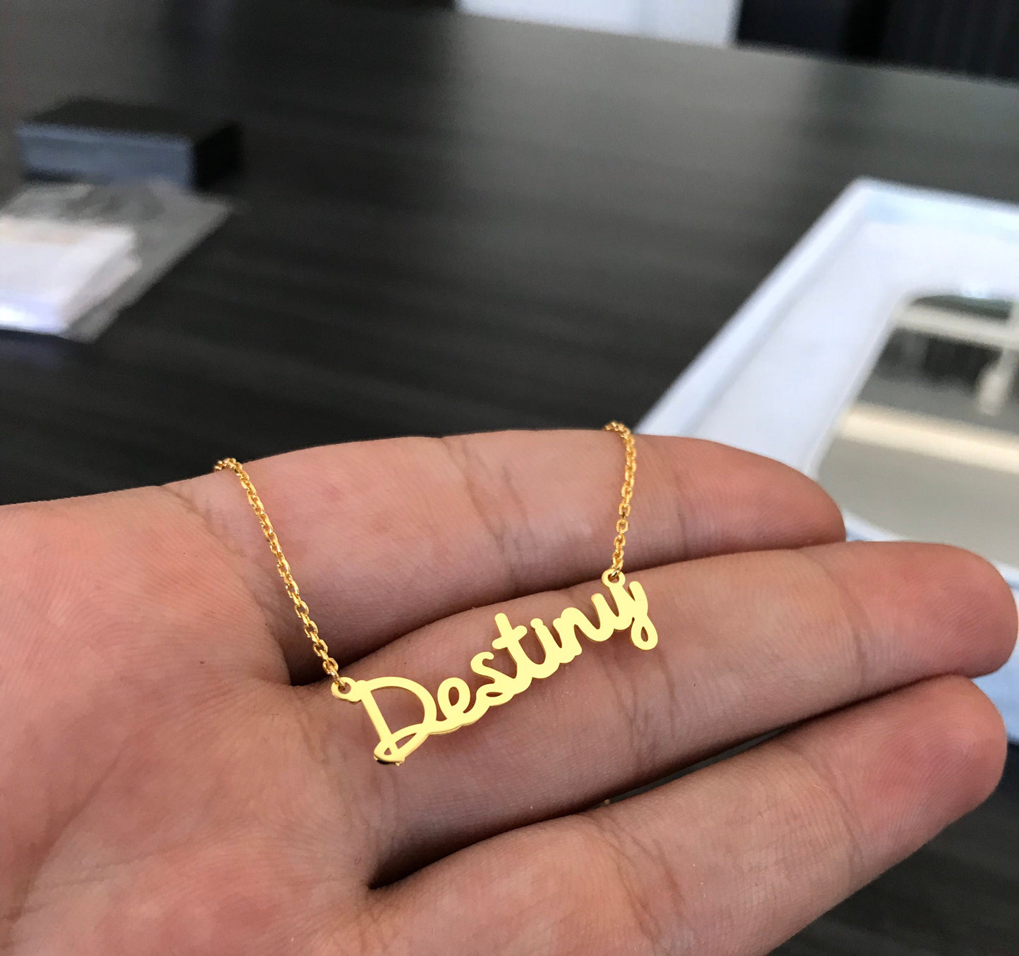 Perfect gift for her • Best dainty name necklace • Tiny name necklace for her • 14k Solid Gold Necklace • birthday gift • gift for mom