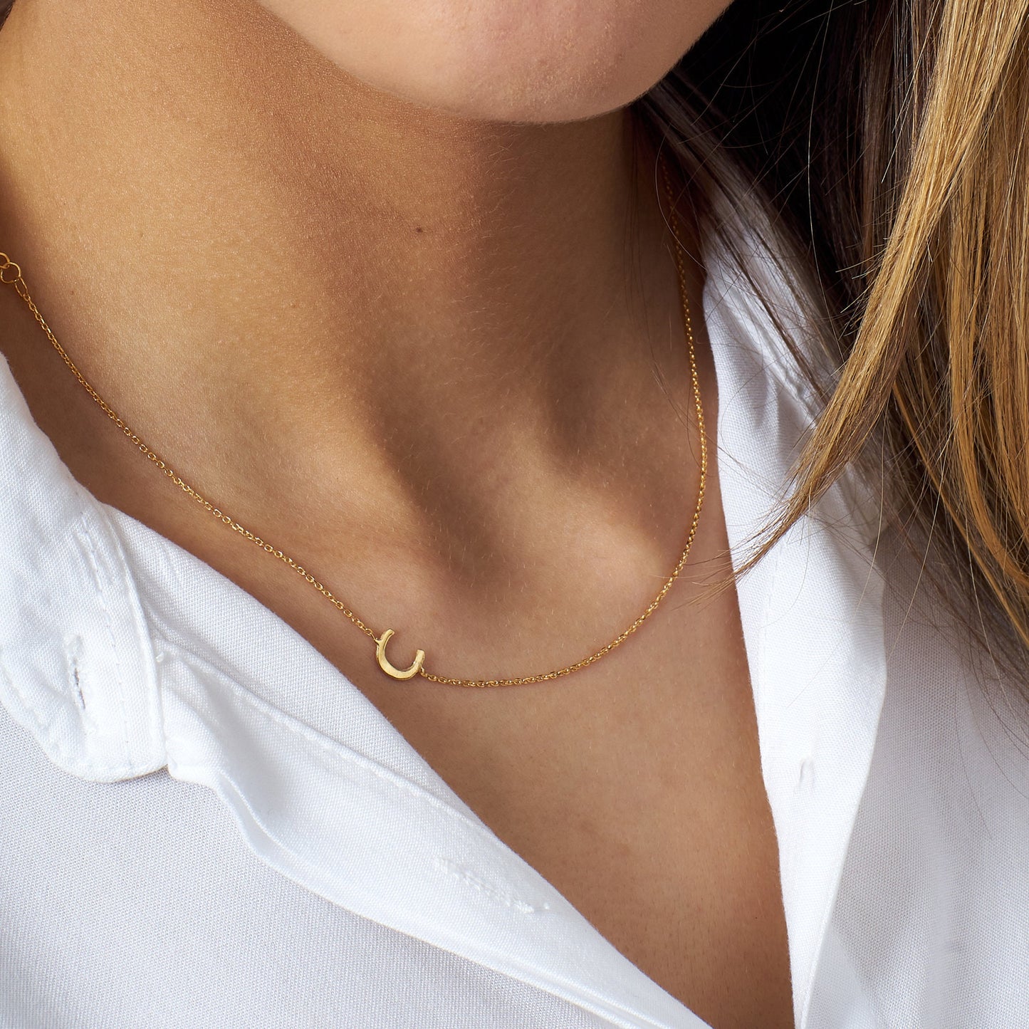14K Gold Custom Letter Necklace - 8K 14K Sideways Initials Necklace - Mother's Day Gift - Personalized Jewelry - Bridesmaid Gift