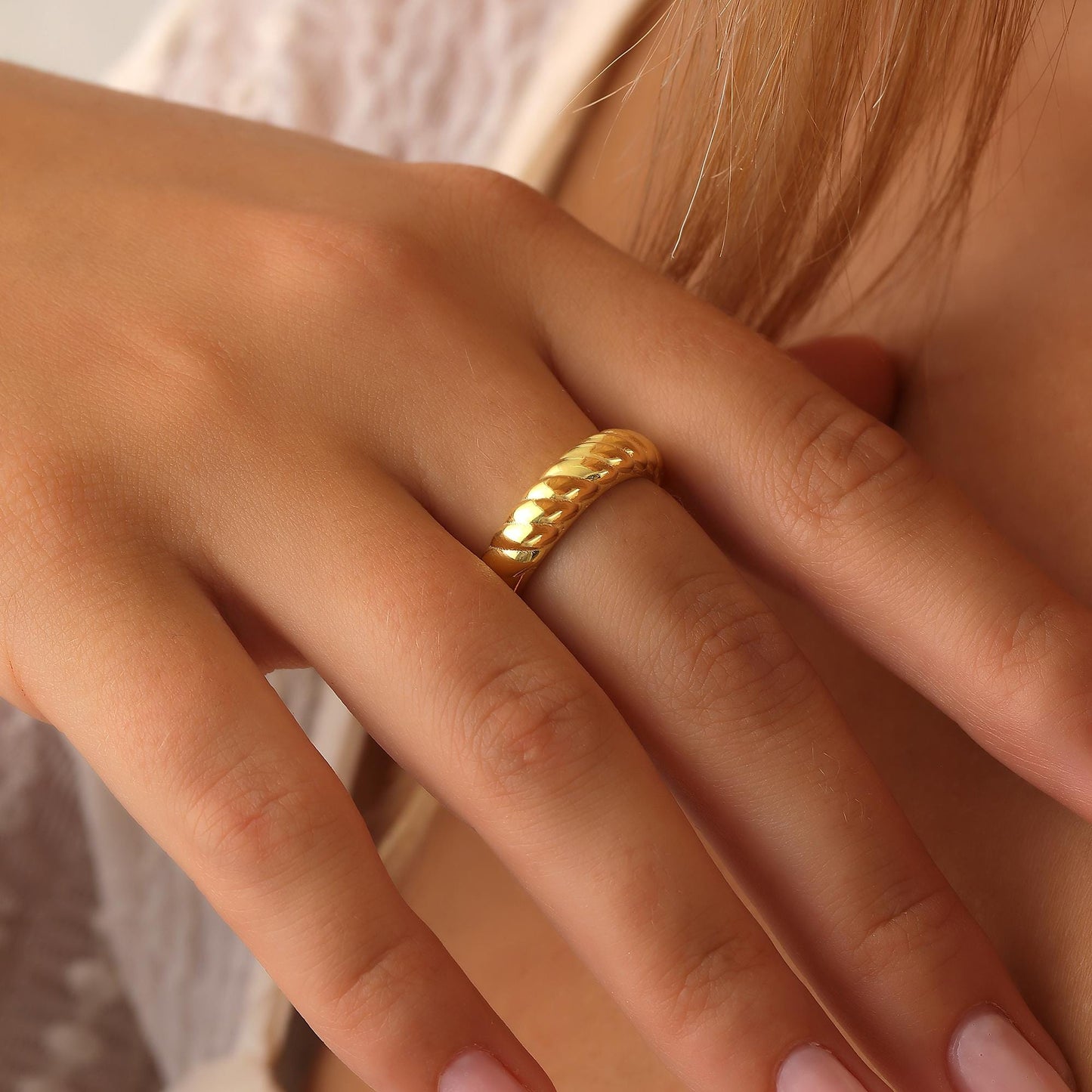 14K Gold Anxiety Ring Spinner and Interlocking Fidget Rings, Personalized Gold Filled Popular Right Now Gift for Her