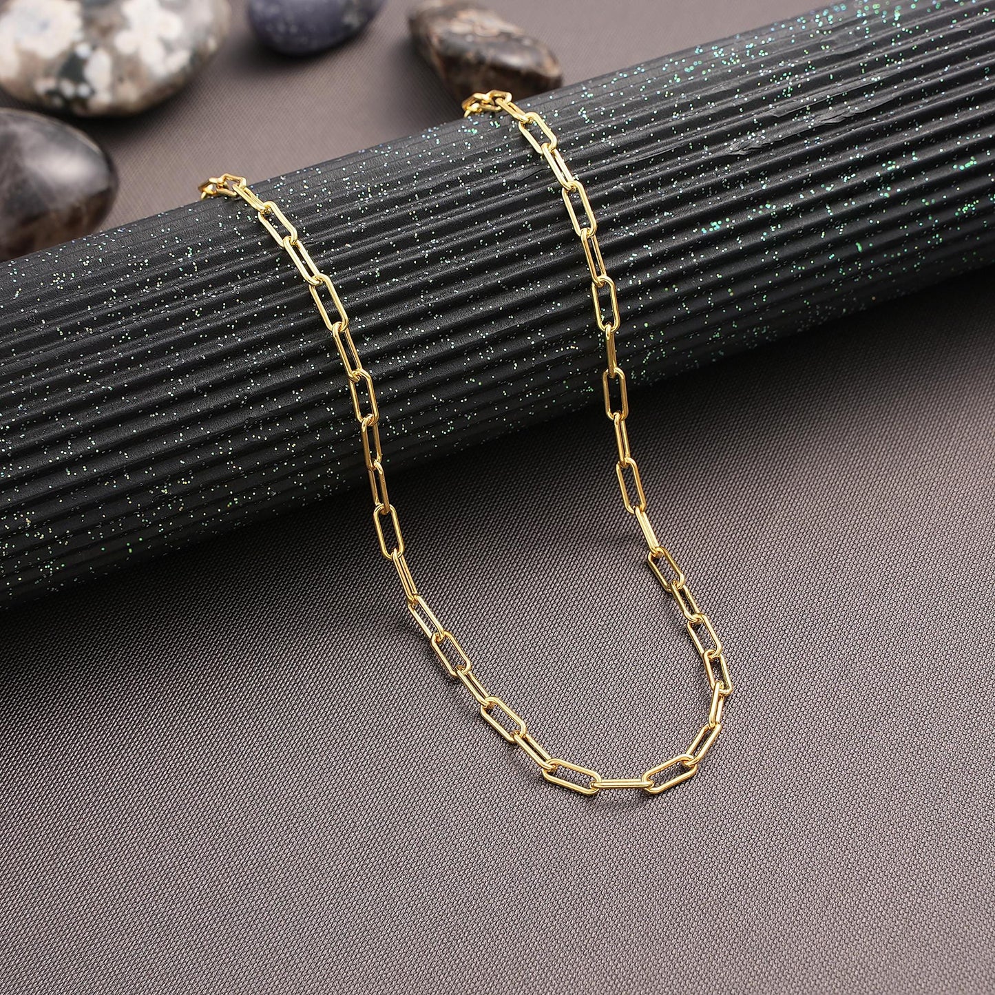 14K Gold Link Chain Necklace , Dainty Layering Link PaperClip Necklaces,Paperclip Chain Necklace , Everyday Chain Necklace,Link Chain Choker
