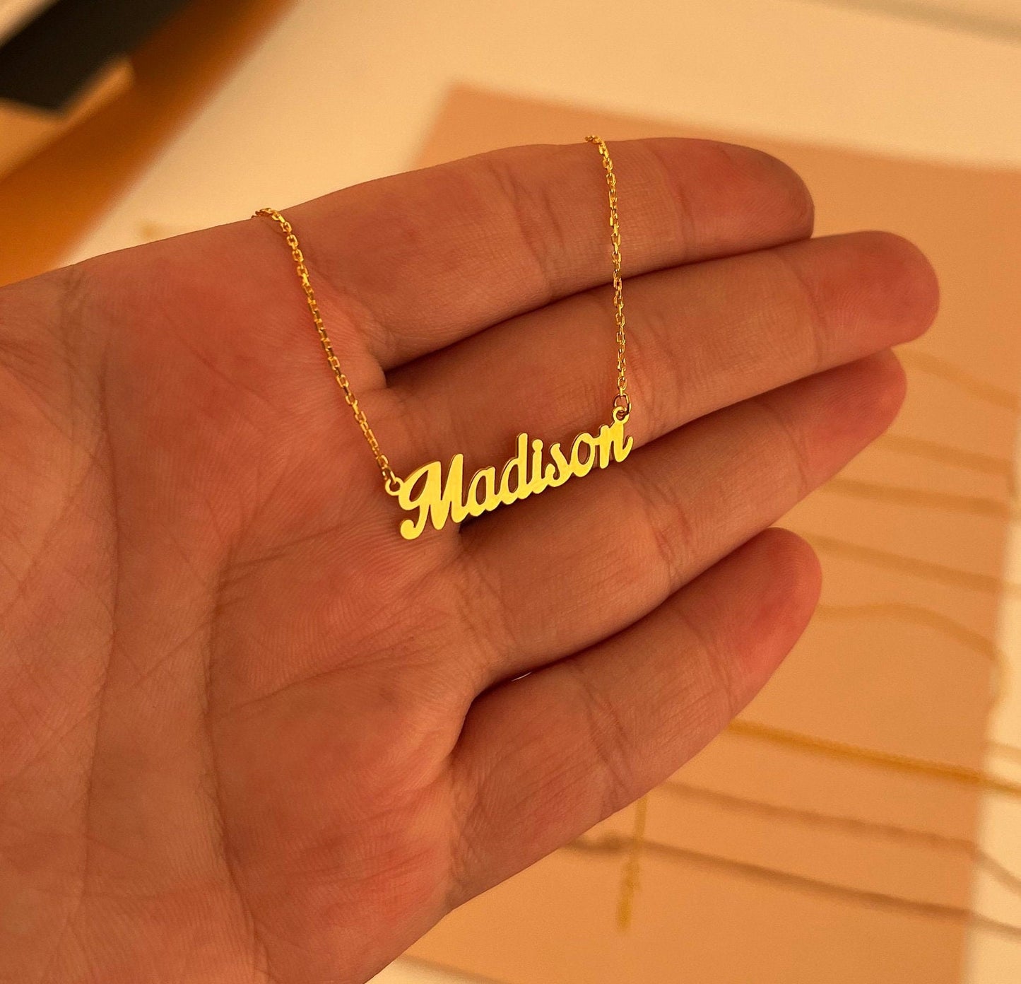 14k Solid gold name necklace , Personalized Name necklace , Gold name necklace , Personalized jewelry , Personalized Gift , Name necklace