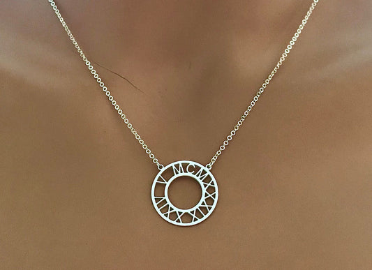 Roman Number Necklace • Wedding Gift • Custom Date Necklace • Anniversary Gift • Custom Date Disc Necklace • Personalized Date Necklace •