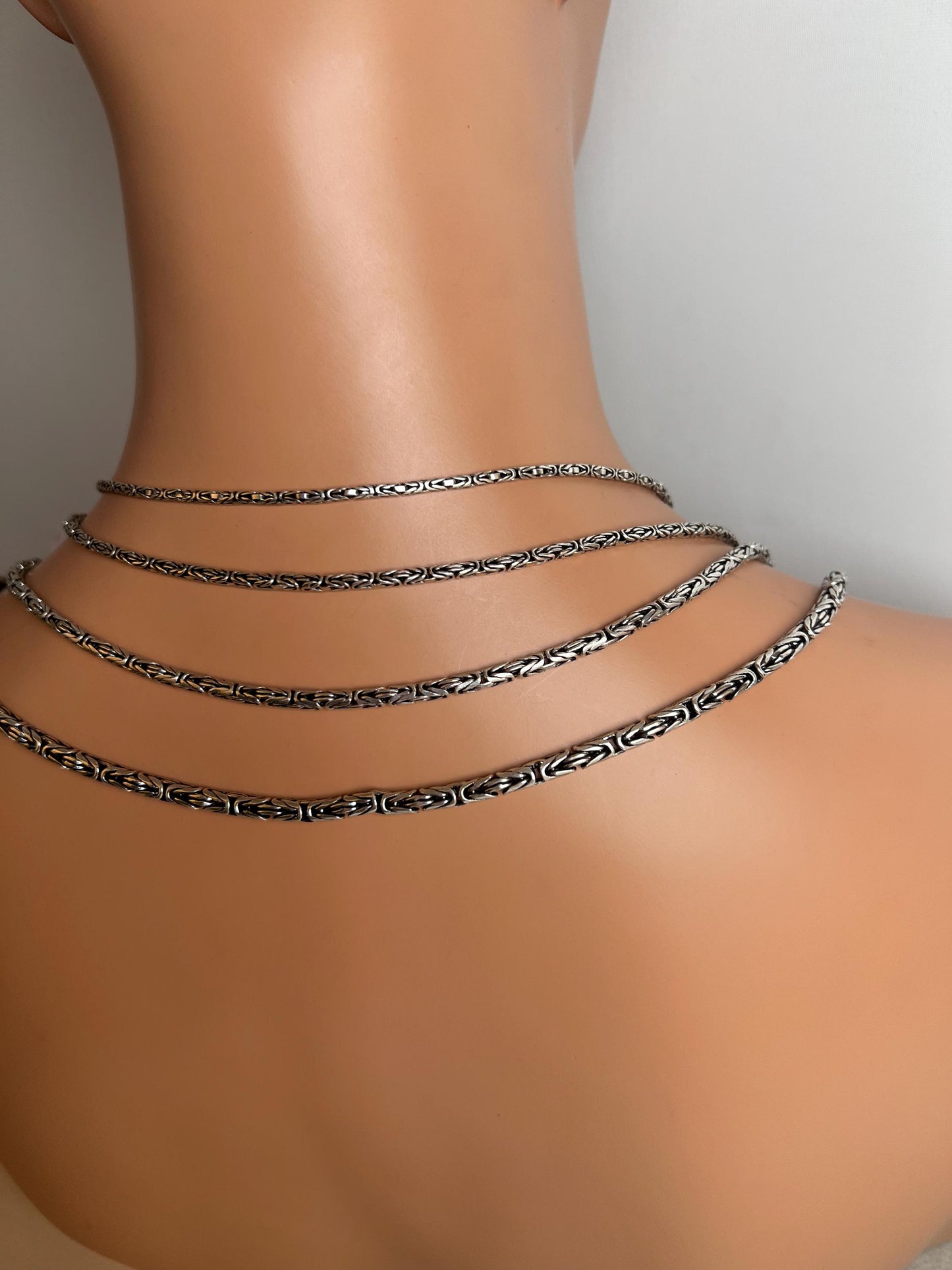 Round Byzantine Chain Necklace, Handmade Necklaces, Silver Bali Chain, Sterling Silver Man Viking Necklace, Mens Chain