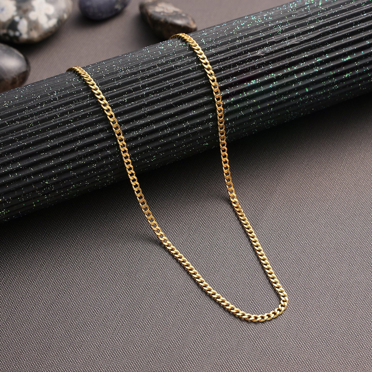 14K Gold Curb Chain Necklace , Gold Cuban Chain , Gold Chain Necklace , Everyday Chain Choker , Cuban Chain Necklace , Gift for Mom , Chains