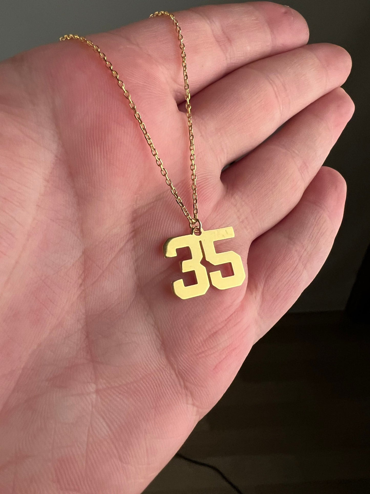 Gold Number Necklace ,Necklace For Boys Sports Fan, Baseball Pendant, Initial Necklace, Personalized Number Necklace, Silver Number Necklace