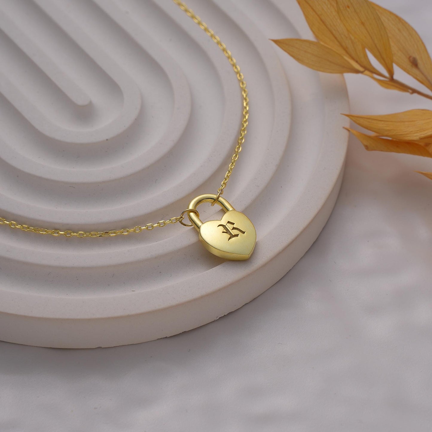 14K Gold Custom Initial Padlock Necklace ,Initial Jewelry with Gold Heart Lock ,Personalized Anniversary Christmas Gift , Multiple Initials