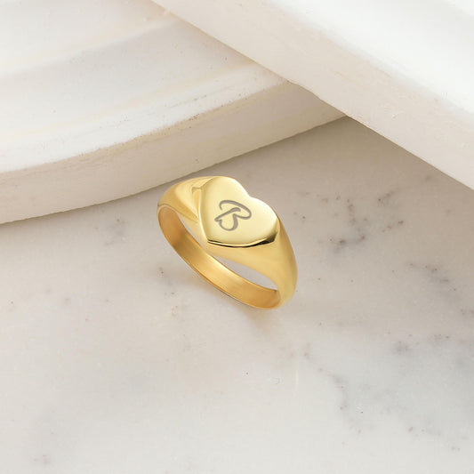14k Gold Signet Ring - Custom Initial Ring - Initial Ring - Personalized Signet Ring - Signet Ring - Gold Stacking Ring - Gold Filled Ring