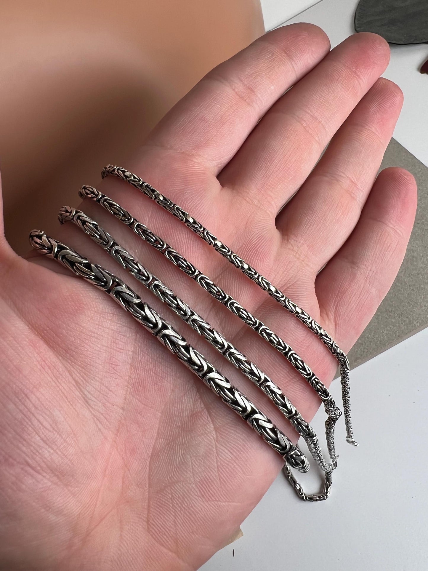 Round Byzantine Chain Necklace, Handmade Necklaces, Silver Bali Chain, Sterling Silver Man Viking Necklace, Mens Chain