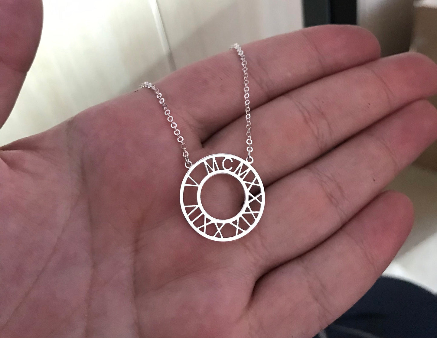Roman Number Necklace • Wedding Gift • Custom Date Necklace • Anniversary Gift • Custom Date Disc Necklace • Personalized Date Necklace •