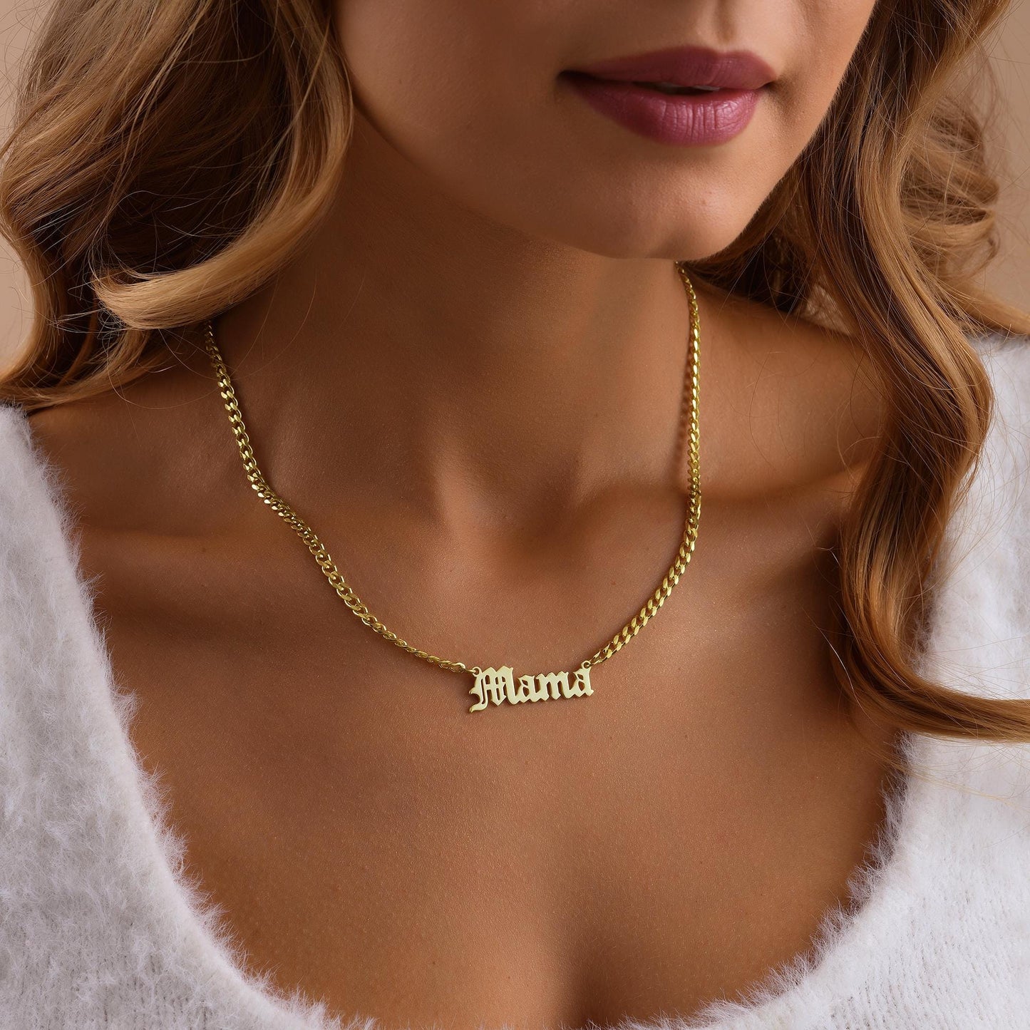 14K Gold Dainty Mama Necklace ,Perfect Gift for Mom and Wife ,Custom Name Necklace , Gold Mama Necklace , Necklace for Mother , Gift for Mom