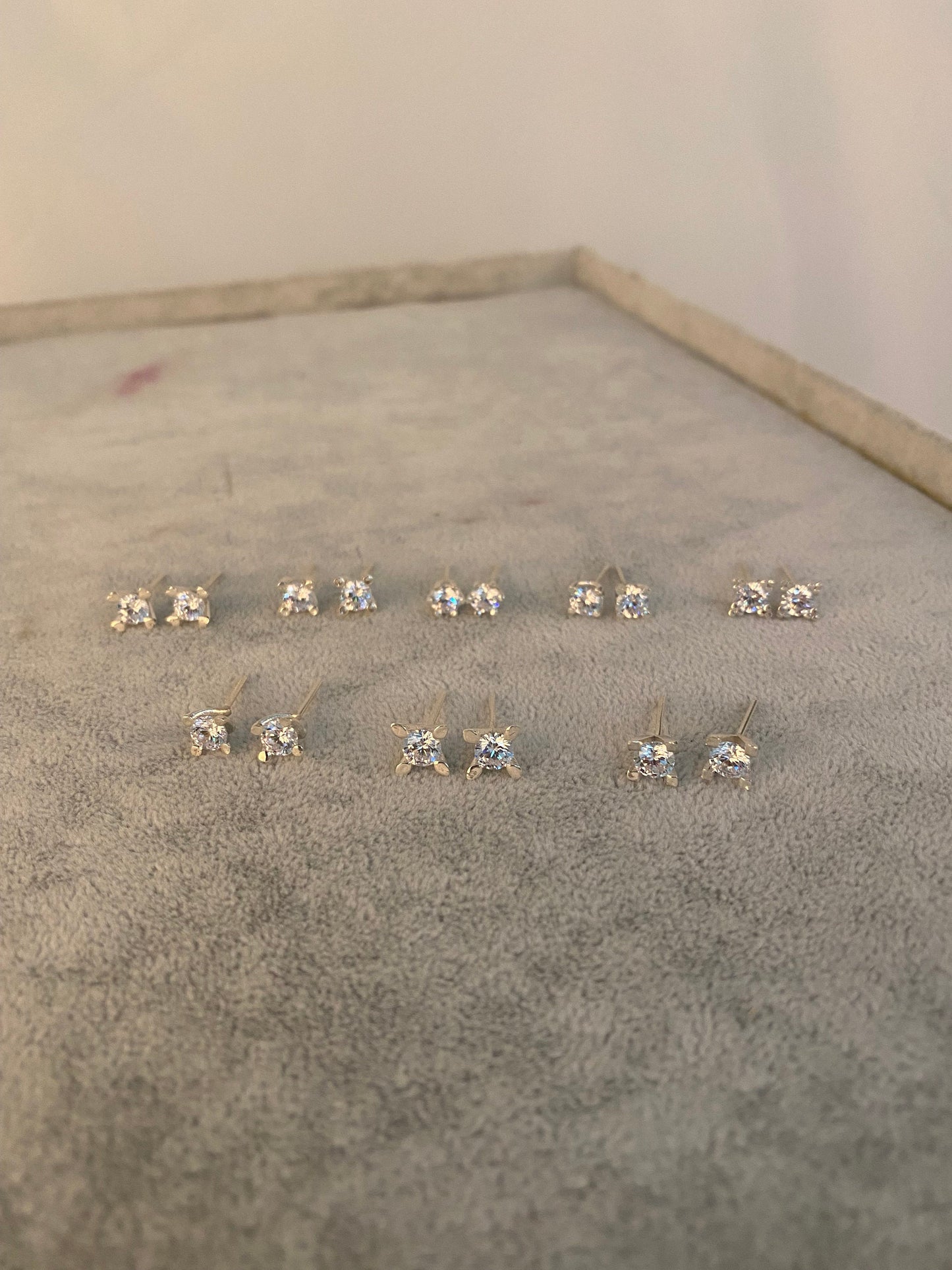 Diamond Stud Earrings Set 14K Gold Plated Sterling Silver Small Earrings Tiny Cubic Zirconia Studs Hypoallergenic Jewelry