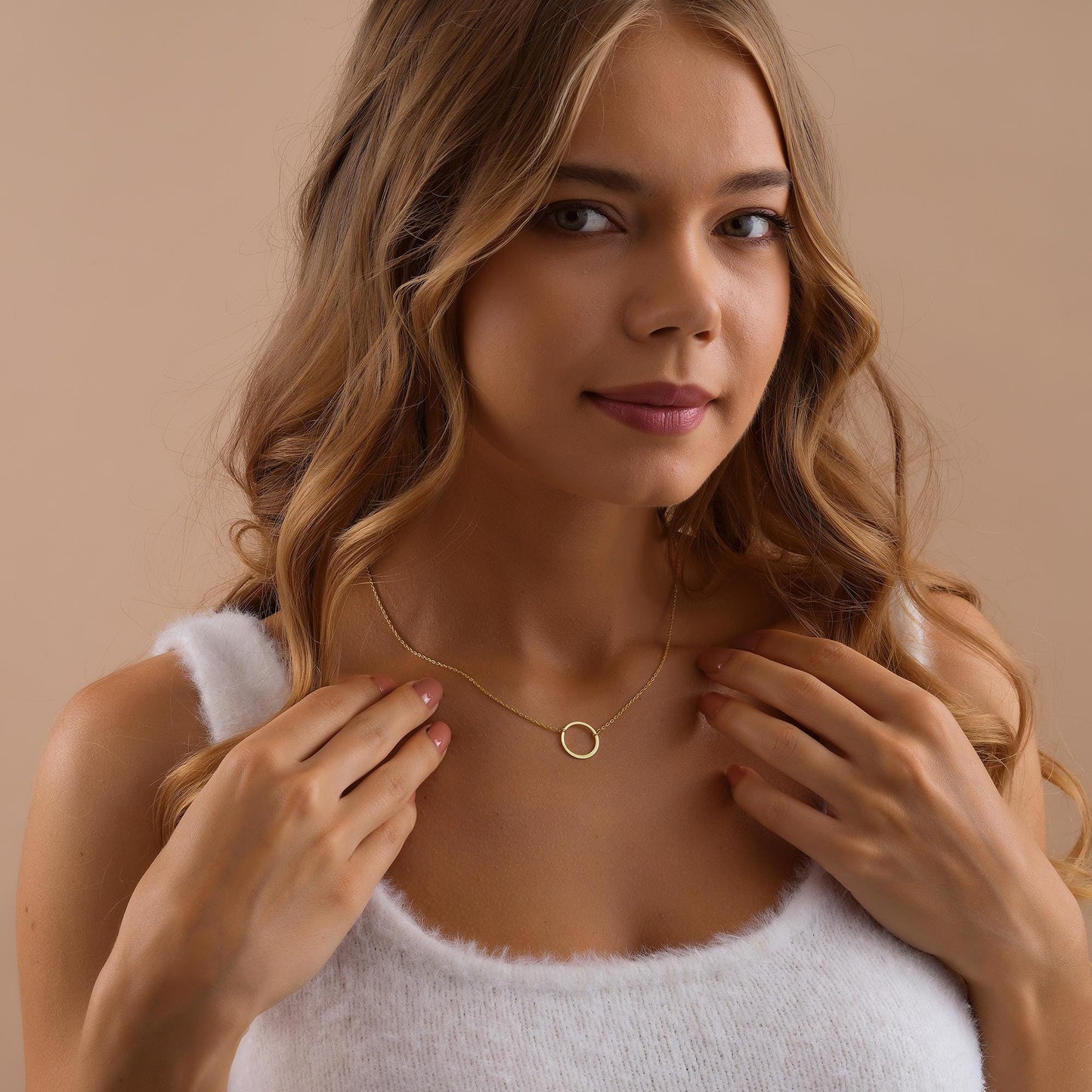 14K Gold Karma Necklace ,Tiny Circle Necklace ,Circle Necklace,Circle Karma Necklace,Minimalist Open Circle Necklace,Handmade Jewelry Gifts