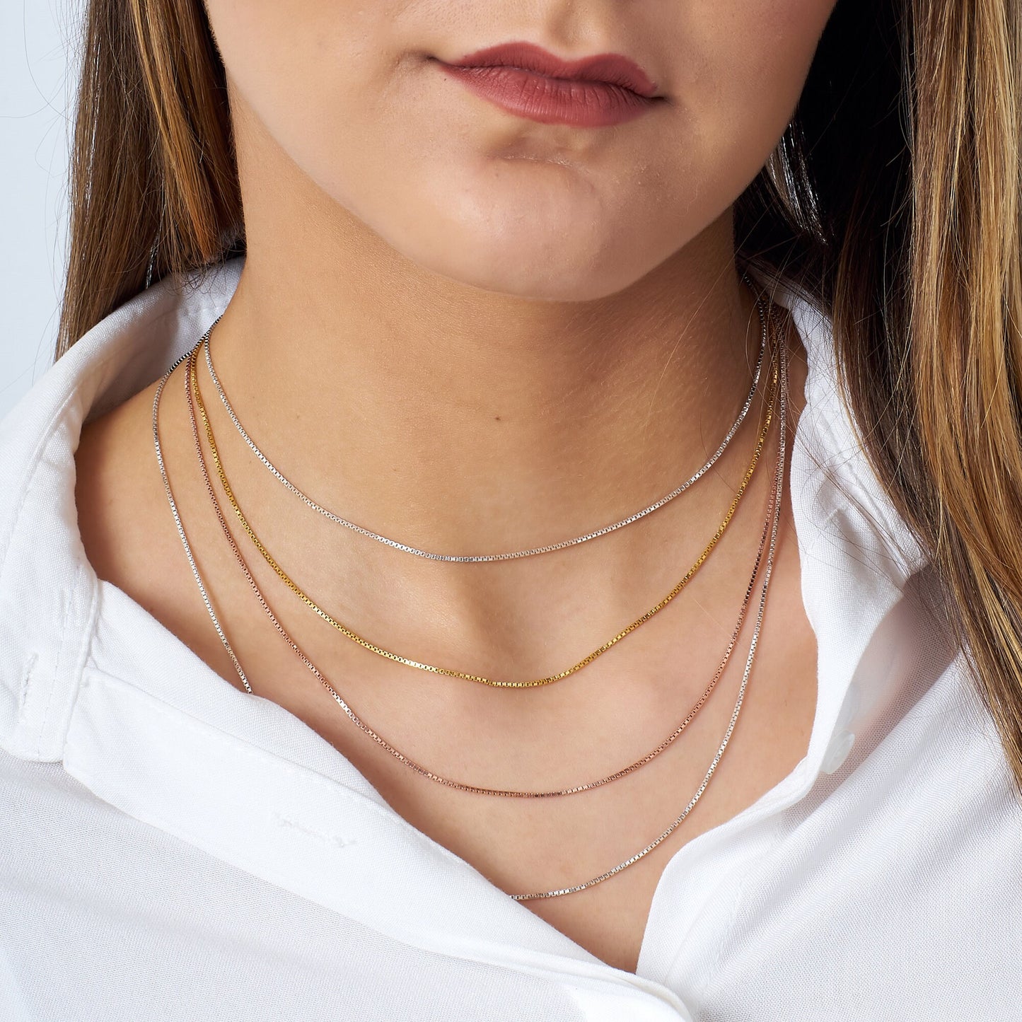 925 Sterling Silver, Box Chain Necklace, 14" to 24" Available