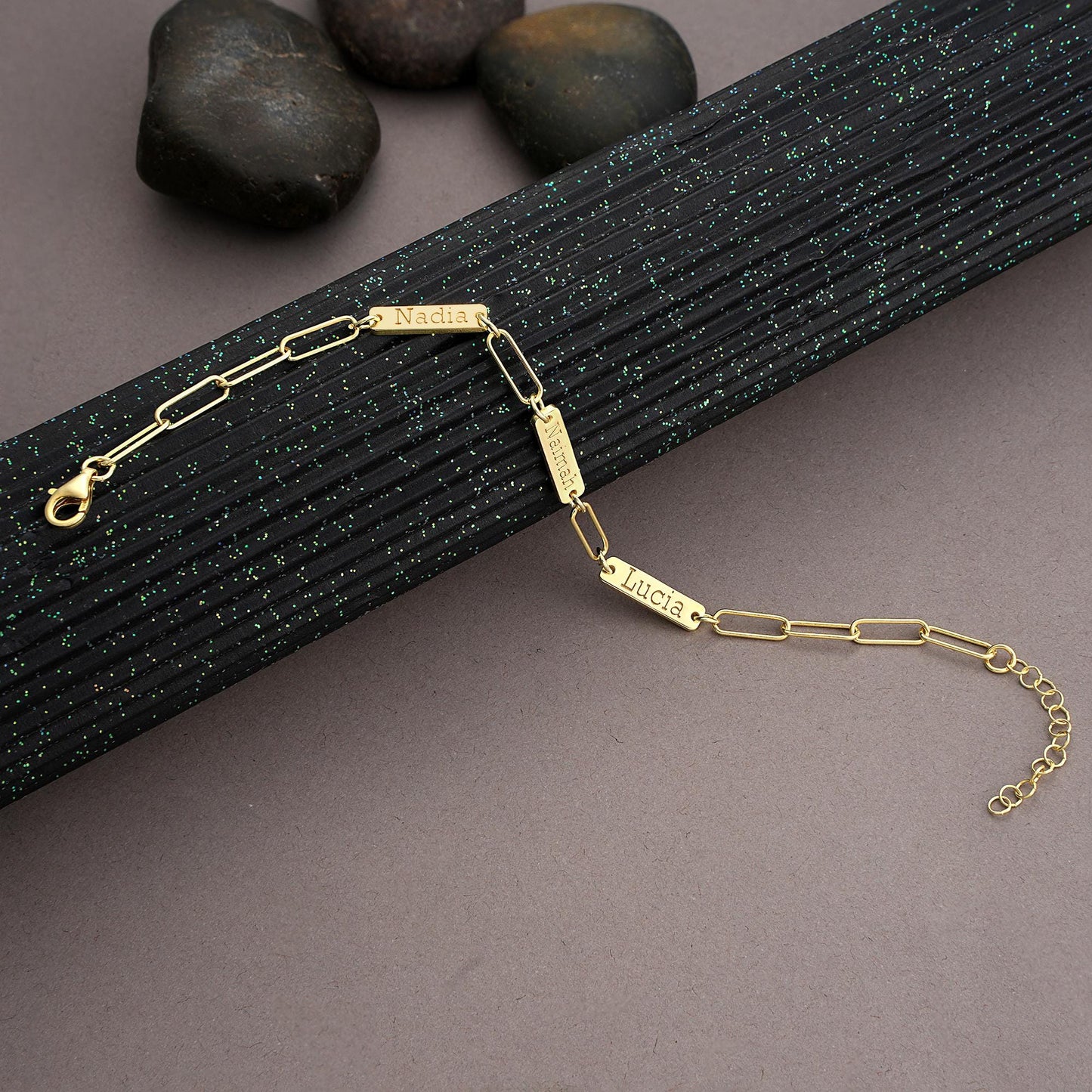 14K Gold Custom Mini Name Bar Bracelet by Minimalist • Engraved Charm Bracelet with a Dainty Paperclip Chain • New Mom Gift • Christmas Gift