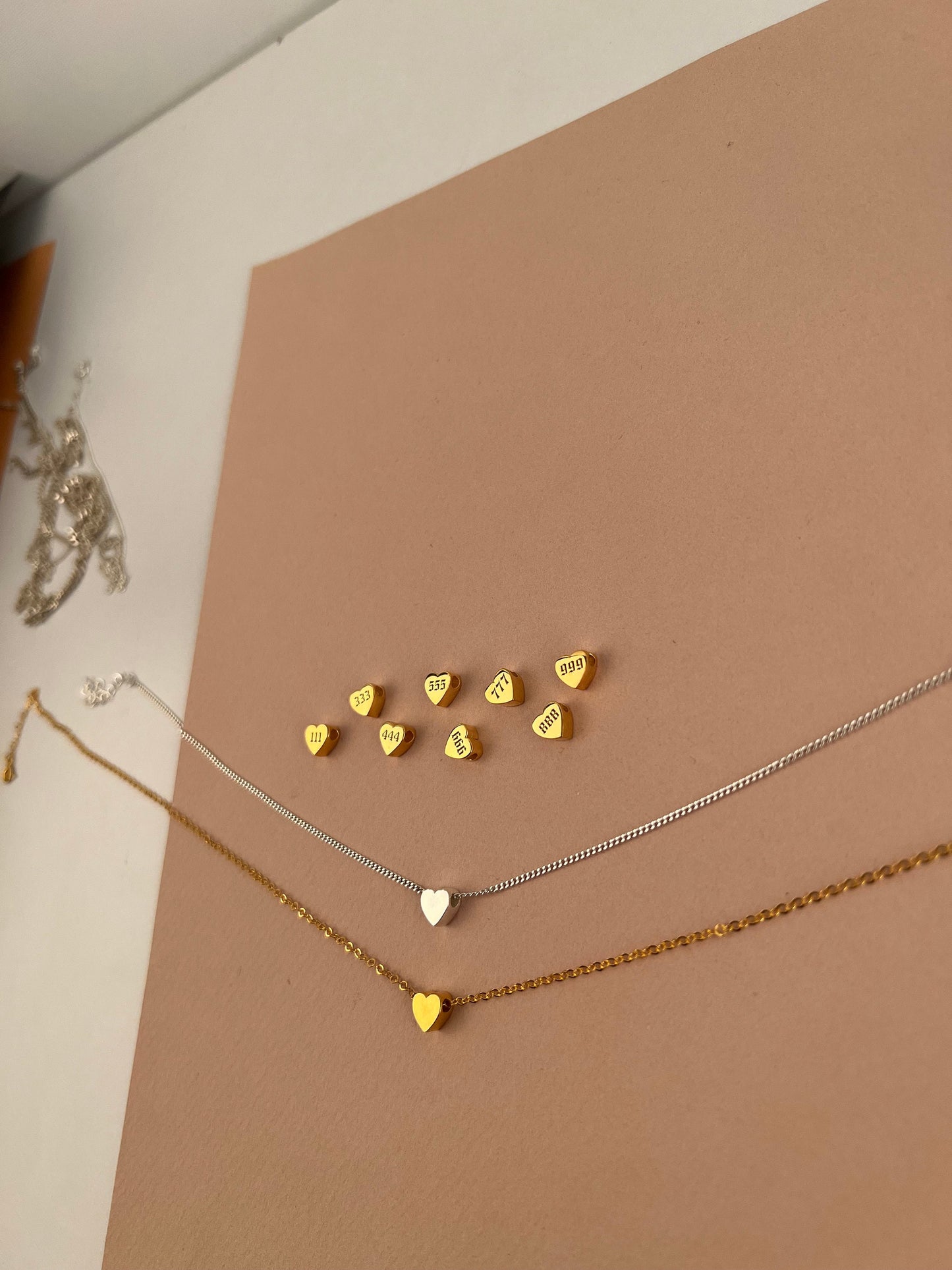 Tiny Heart Necklace , Number necklace Heart Gifts, Angel number Heart Necklace, Lucky Number Pendant, Silver and Gold Number Heart necklace
