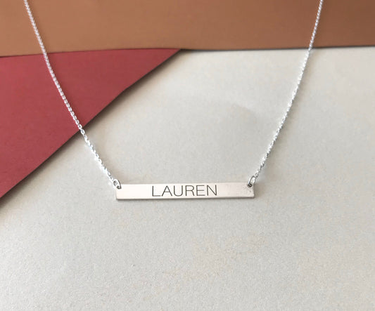 Custom Bar Necklace-Mother’s Day Present-Dainty Bar-Personalized Name Plate Necklace-Delicate Layering Necklace-Mother’s gift-Custom Bar