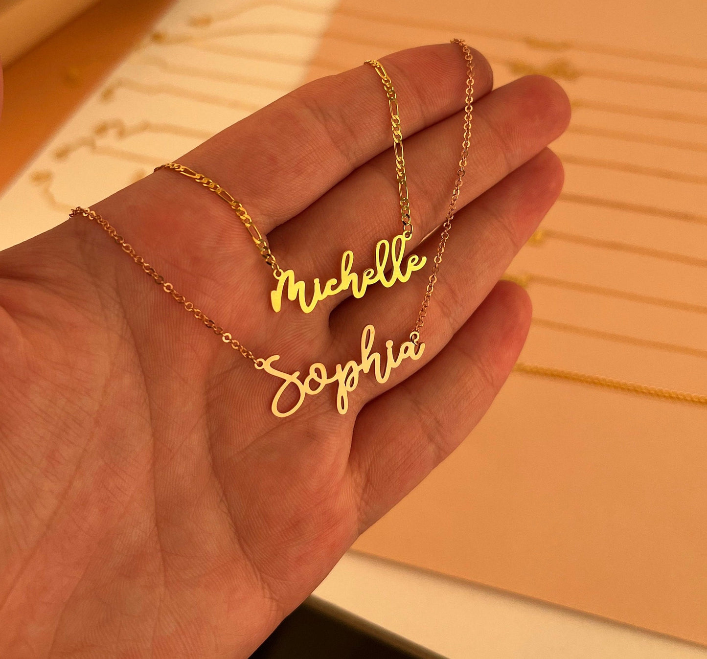 14K Solid Gold Name Necklace, Nameplated Jewelry, Personalized Gift, Necklace for Women, Gold Name Necklace, Mom and Girls Name Necklace