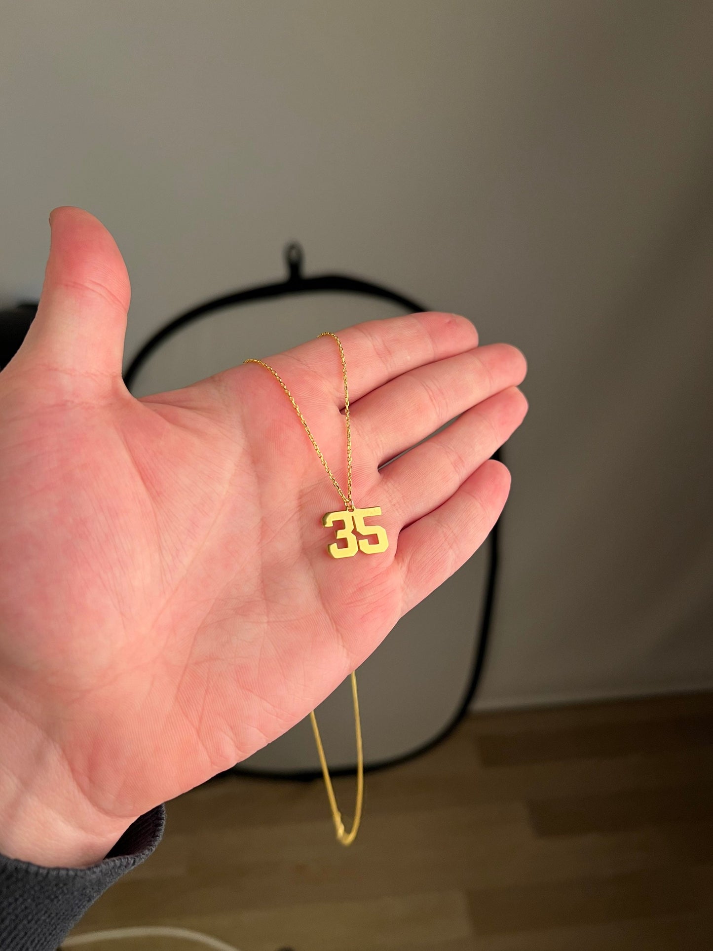 Gold Number Necklace ,Necklace For Boys Sports Fan, Baseball Pendant, Initial Necklace, Personalized Number Necklace, Silver Number Necklace