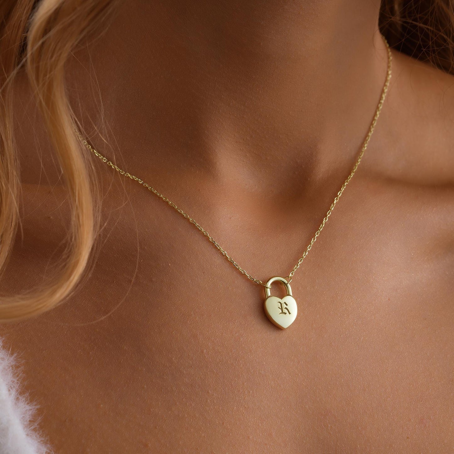 14K Gold Custom Initial Padlock Necklace ,Initial Jewelry with Gold Heart Lock ,Personalized Anniversary Christmas Gift , Multiple Initials