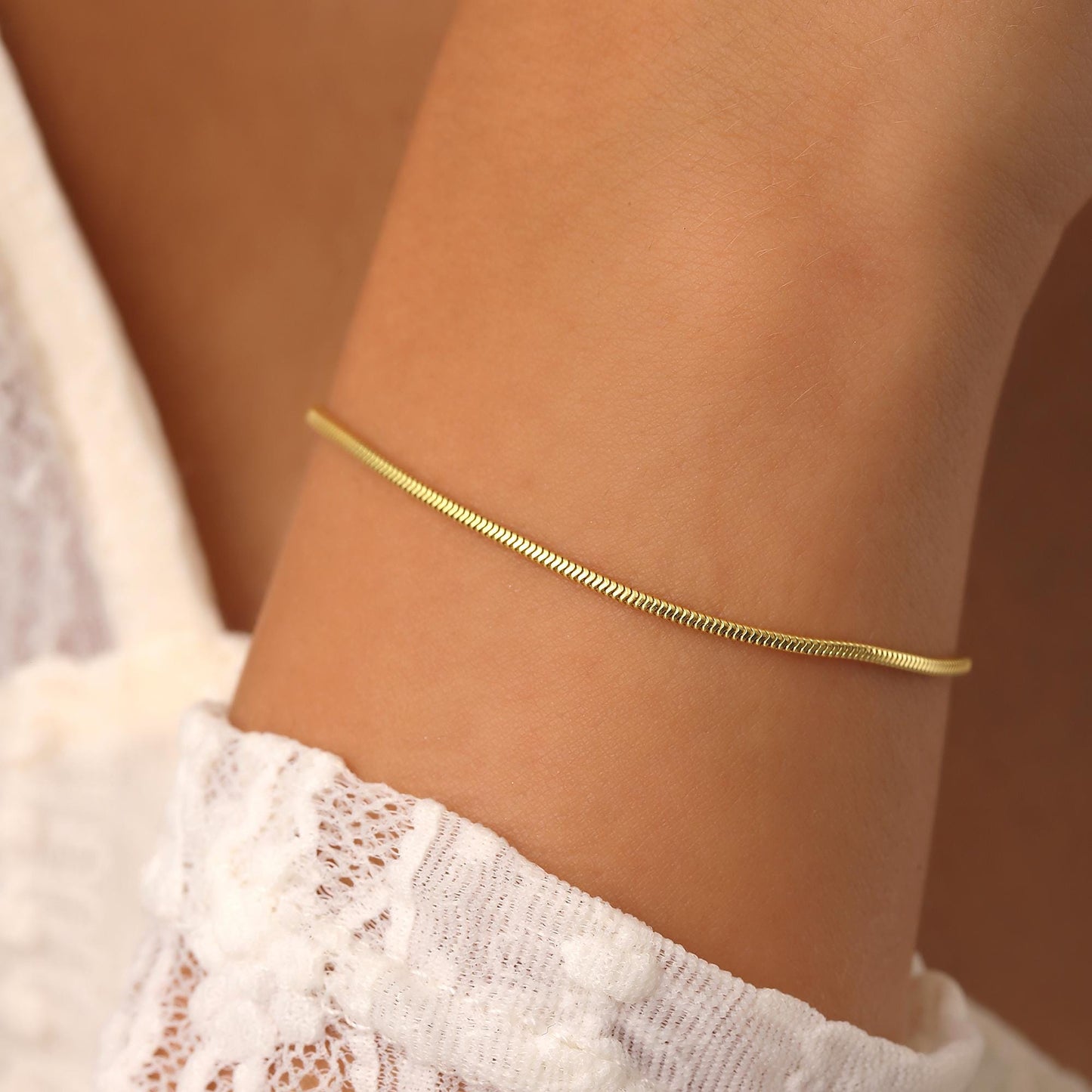 14K Gold Snake Chain Bracelet , Herringbone Chain Bracelet , Lover Bracelet , Gold Bracelet For Women , Birthday Gift , Christmas Gifts