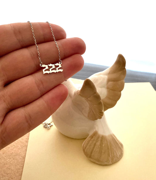 Tiny Angel Number Necklace - 888 Angel Number - angel number poster - 444 Angel number, 925 Sterling Silver Necklace - Solid Gold