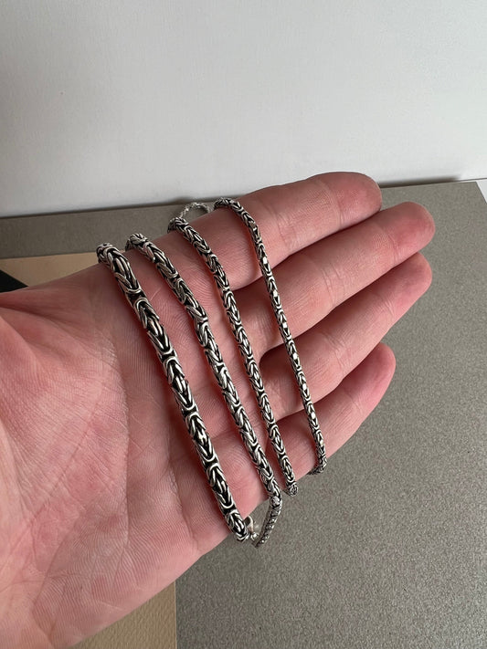 Round Byzantine Chain Necklace, Handmade Necklaces, Silver Bali Chain, Sterling Silver Man Viking Necklace, Mens Chain