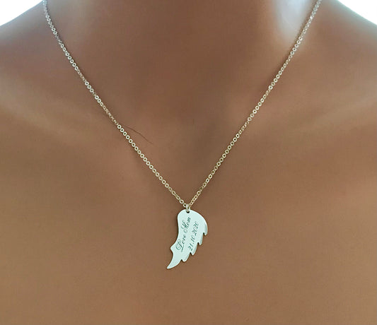 Angel Wing Necklace • Memorial Gift • Bridesmaid Gift • Bridal Jewelry • Weeding Gift • Personalized Jewelry • Personalized Gift • Gold•Rose
