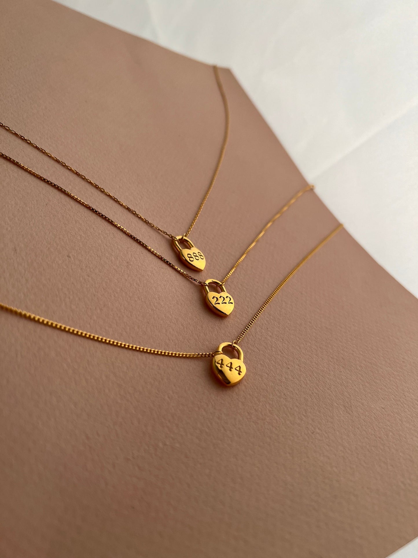 14k Gold Angel number Heart Necklace, Lucky Number Necklace, 925 Silver Number Heart necklace, number heart necklace, heart lock pendant