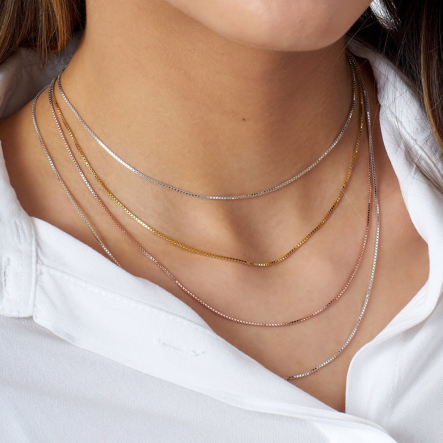 925 Sterling Silver, Box Chain Necklace, 14" to 24" Available