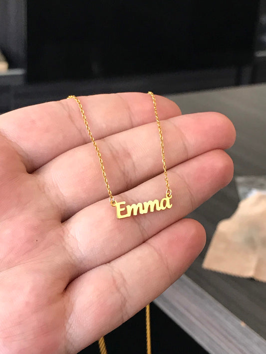 Perfect gift for her • Best dainty name necklace • Tiny name necklace for her • 14k Solid Gold Necklace • birthday gift • gift for mom