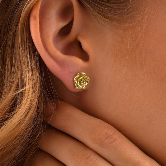 14K Gold Birth flower earrings, Flower earring, Birthstone earrings, Hypoallergenic Stud earrings for women ,Bridesmaid Gifts,Christmas Gift