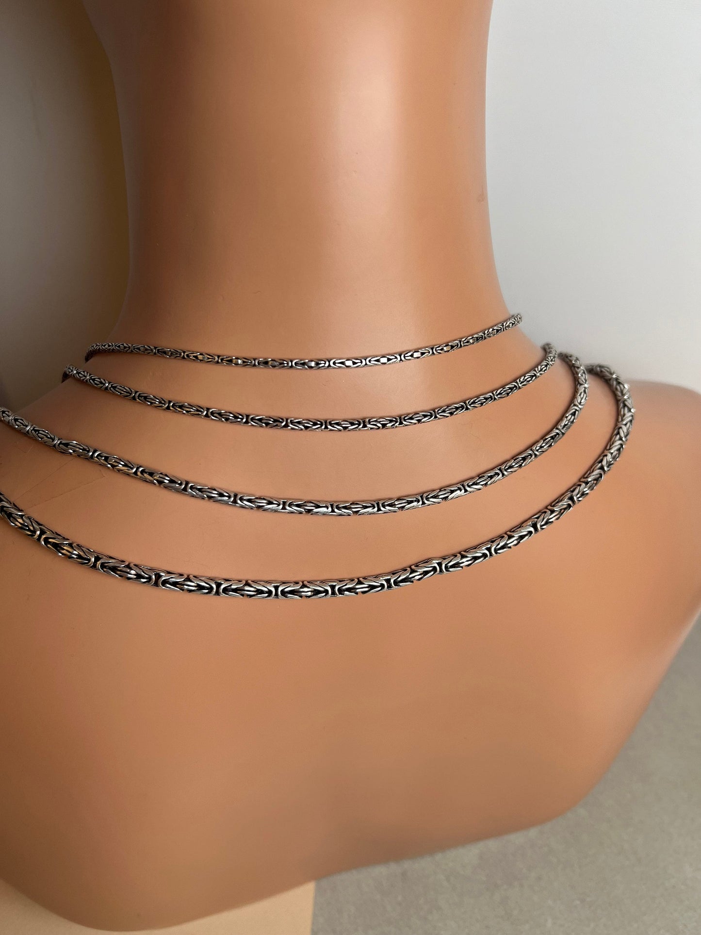 Round Byzantine Chain Necklace, Handmade Necklaces, Silver Bali Chain, Sterling Silver Man Viking Necklace, Mens Chain
