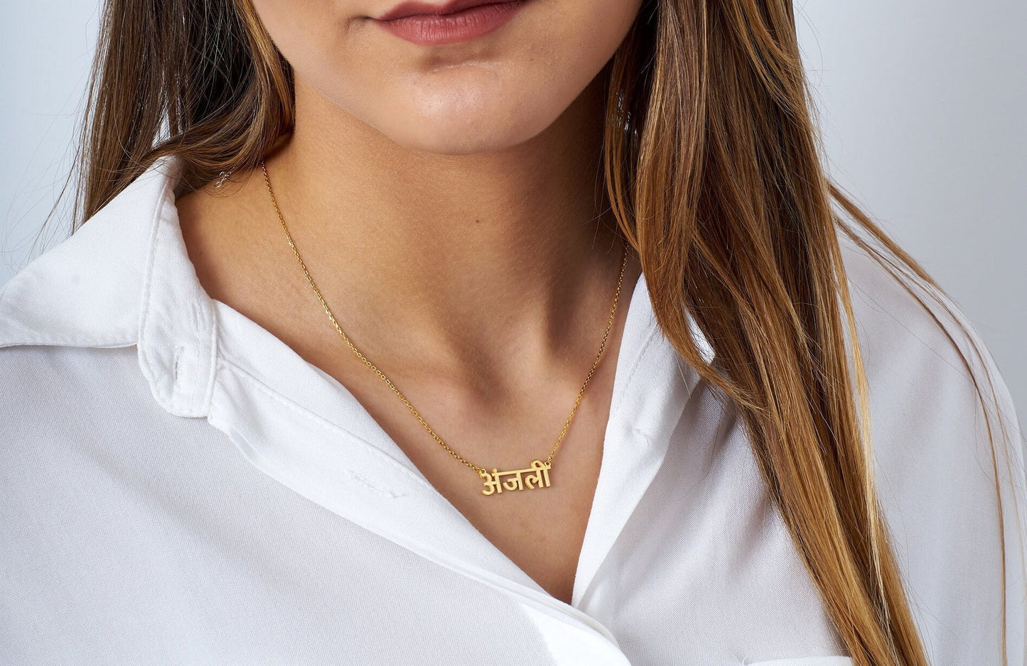 Hindi Name Necklace, Sanskrit Name Necklace, Satya Necklace, Hindi Name Pendant, Hindu Name Necklace, Yoga Necklace, Meditation Gifts,