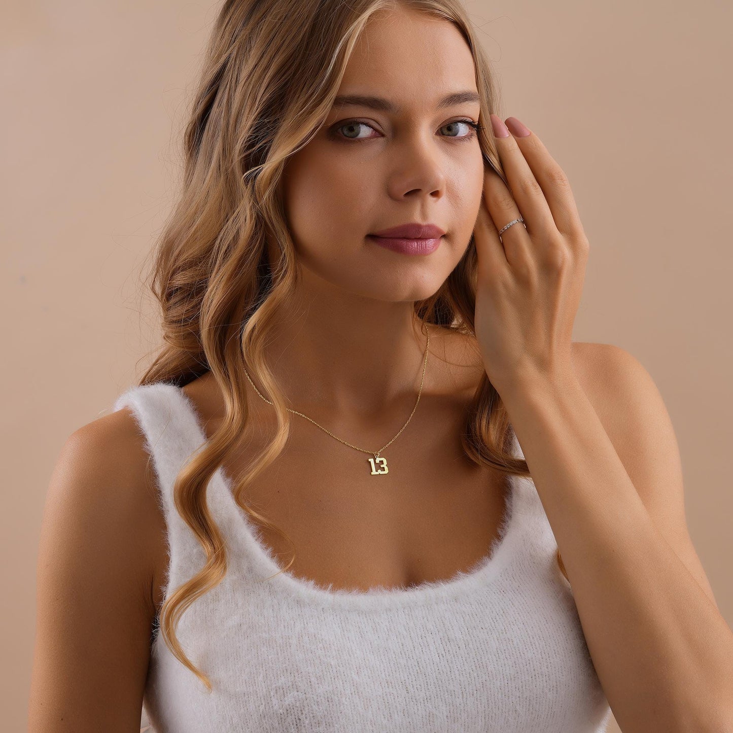 14K Gold Personalized Number Necklace, Custom Number Year Date Pendant Necklace, Lucky Number Jewelry, Customized Necklace with Number