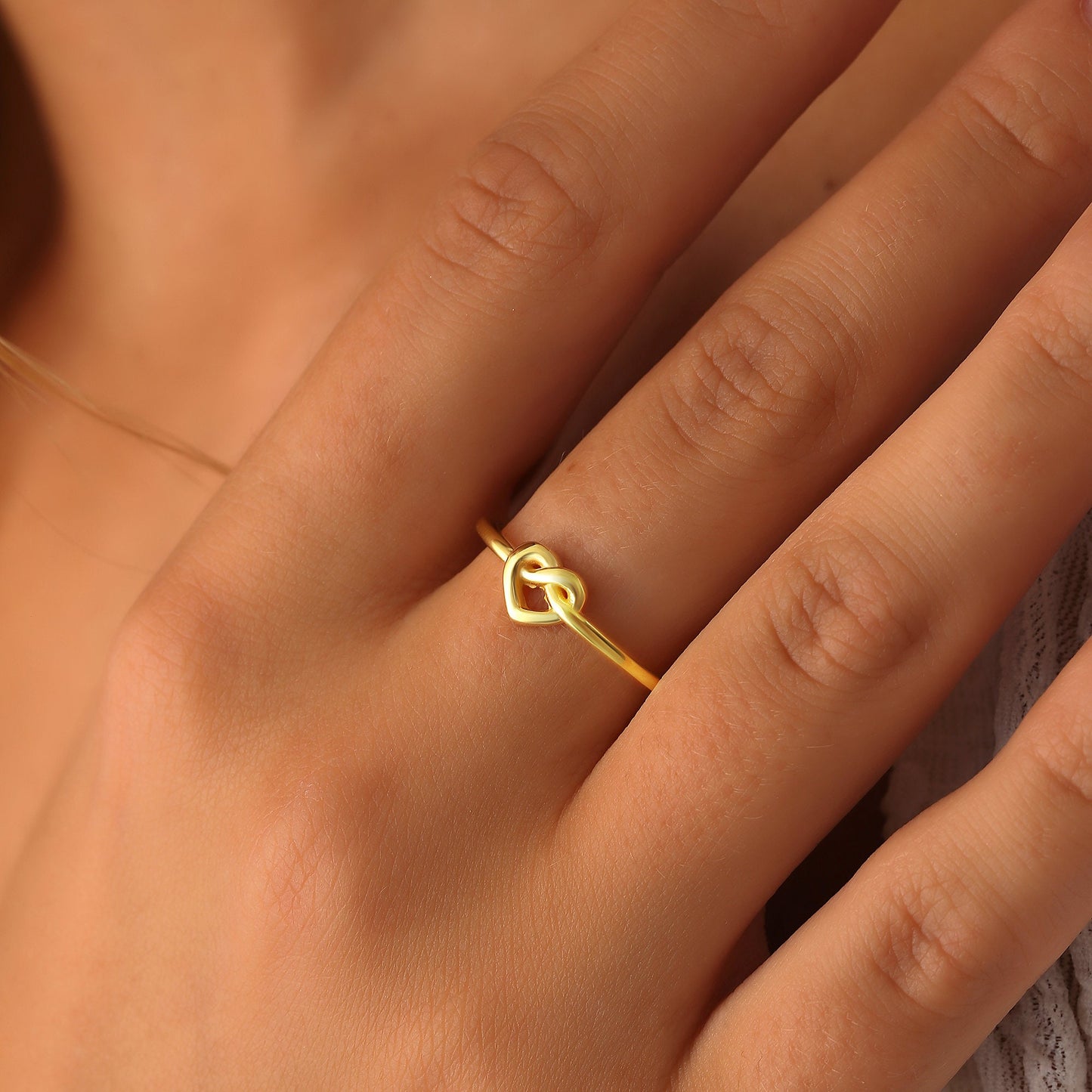 14K Dainty Love Knot Ring, Mother Daughter Ring, Knot Ring, Friendship Ring, 14k Gold Knot jewelry for women, Dainty Gold Filled Thin Ring