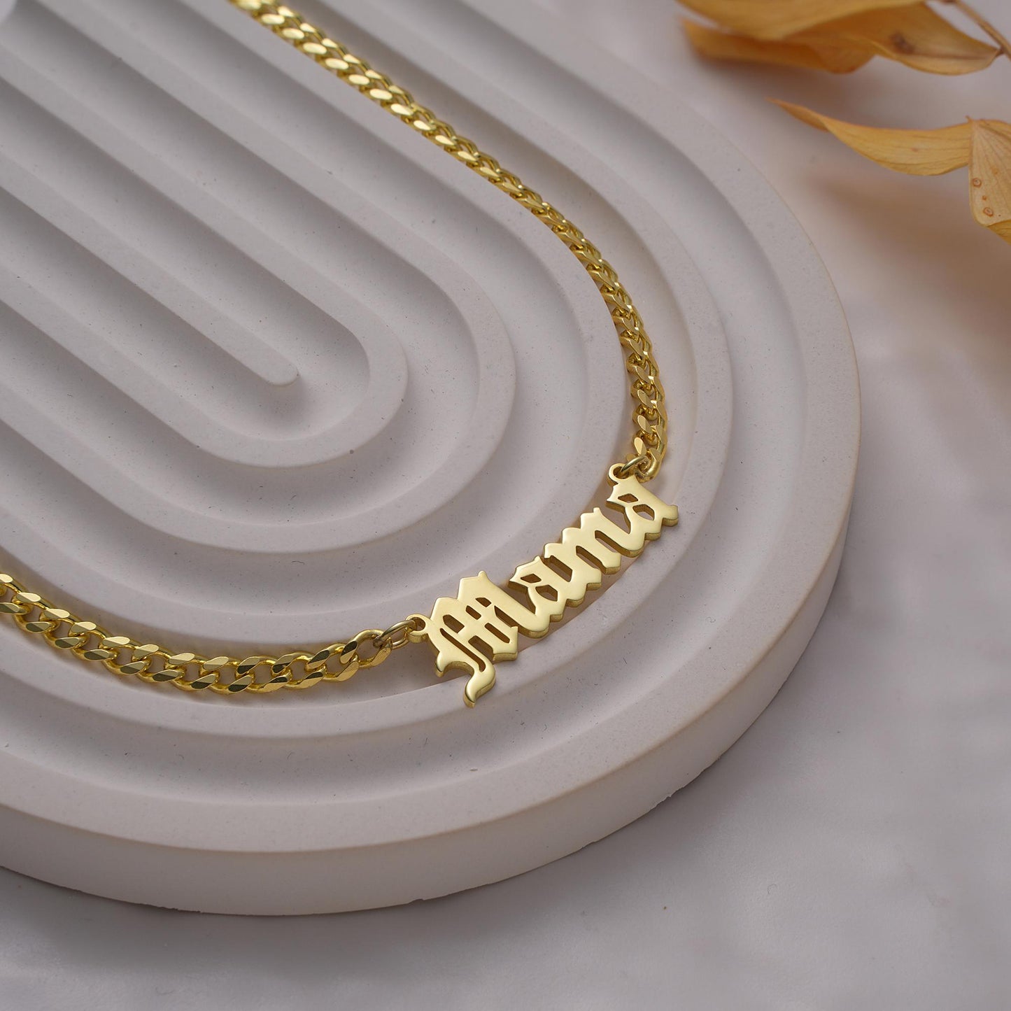 14K Gold Pavé Script Name Necklace Thick Cuban Curb Chain-Custom Curb Chain Name Necklace - Personalized Script Name Necklace *NAT NECKLACE*