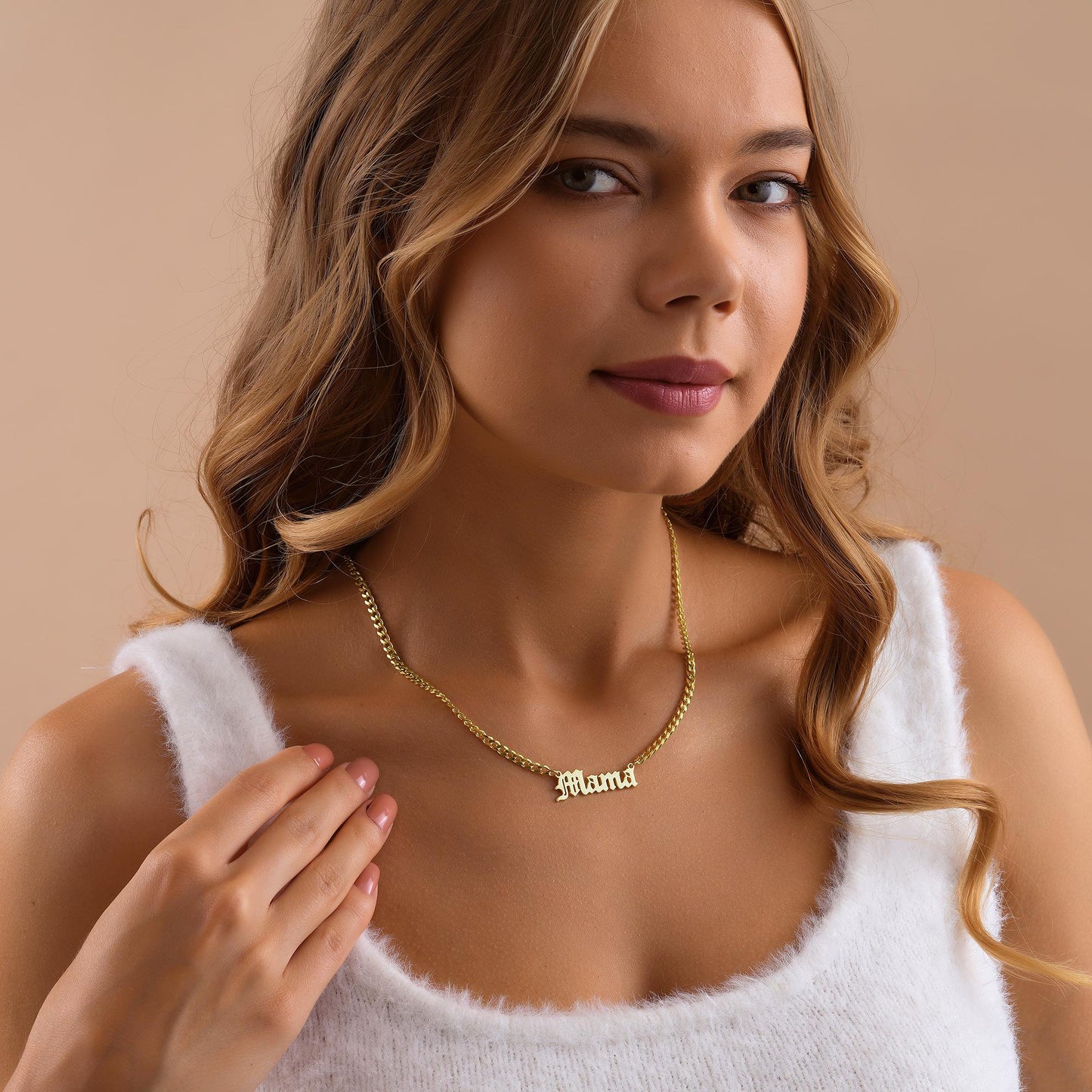 14K Gold Pavé Script Name Necklace Thick Cuban Curb Chain-Custom Curb Chain Name Necklace - Personalized Script Name Necklace *NAT NECKLACE*