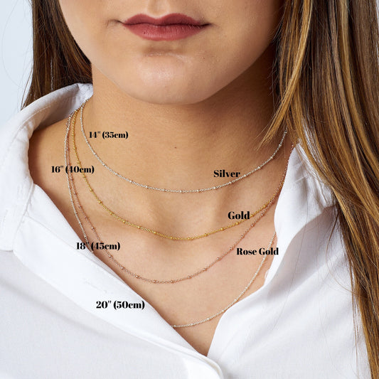 925K Sterling Silver Cable Ball Chain, Dainty Cable Chain, Silver Chain, Ball Chain, Gold Rose Plated Chain, Thin Chain