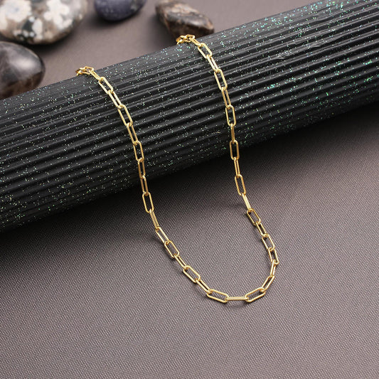 14K Gold Link Chain Necklace , Dainty Layering Link PaperClip Necklaces,Paperclip Chain Necklace , Everyday Chain Necklace,Link Chain Choker