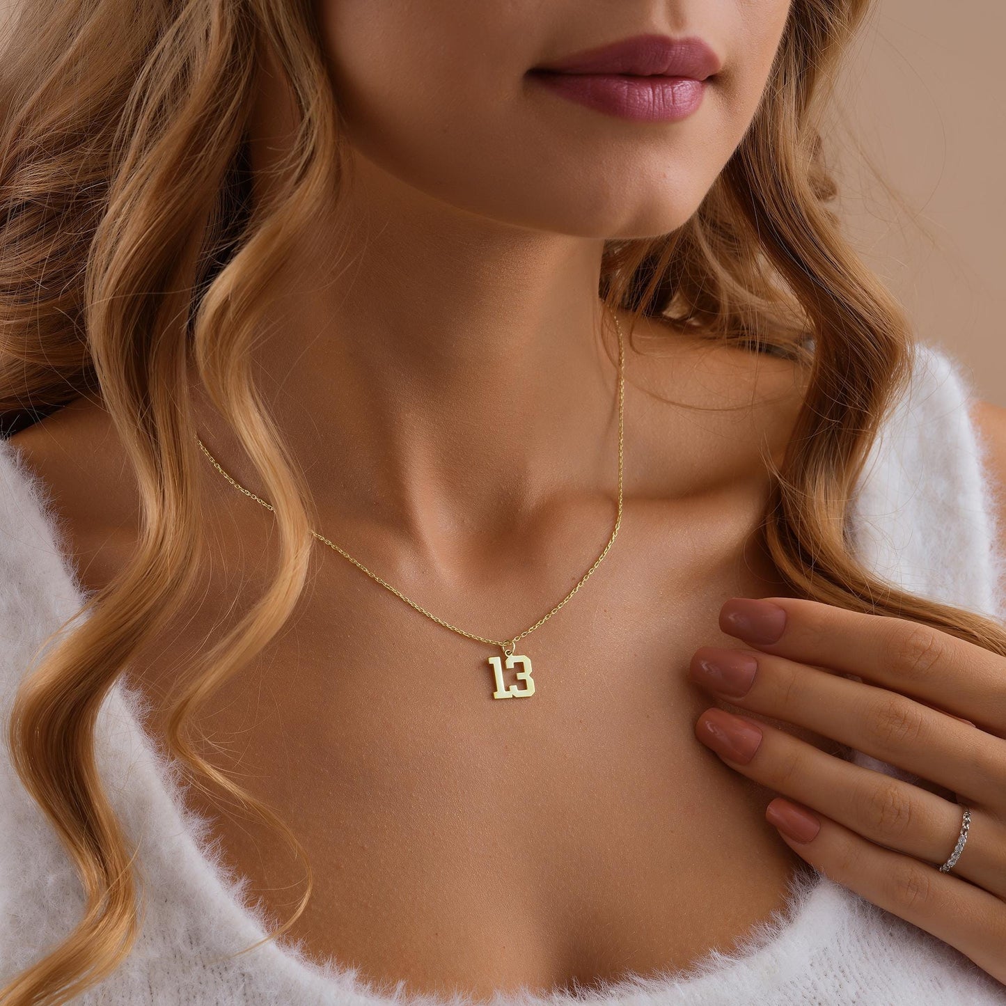 14K Gold Personalized Number Necklace, Custom Number Year Date Pendant Necklace, Lucky Number Jewelry, Customized Necklace with Number