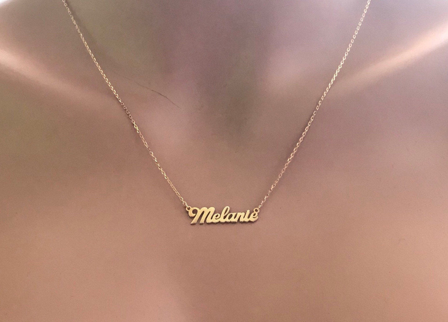 14k Solid Gold Name Necklace • Gold Name Necklace • Dainty Gold Name Necklace • Name Necklace • Personalized Jewelry • Tiny Name Necklace •