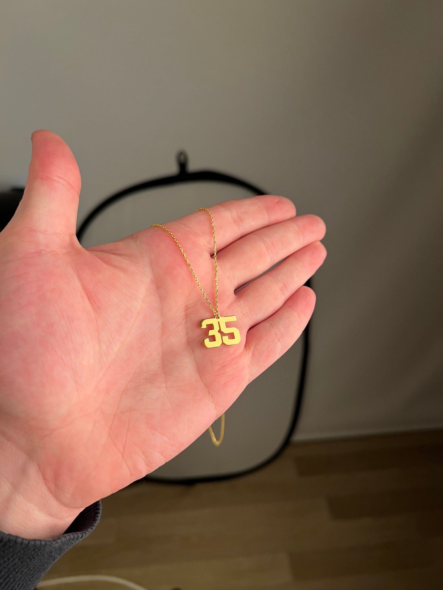 Gold Number Necklace ,Necklace For Boys Sports Fan, Baseball Pendant, Initial Necklace, Personalized Number Necklace, Silver Number Necklace